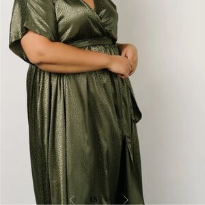 Baltic Born Elegant Olive Green Wrap Dress size XS